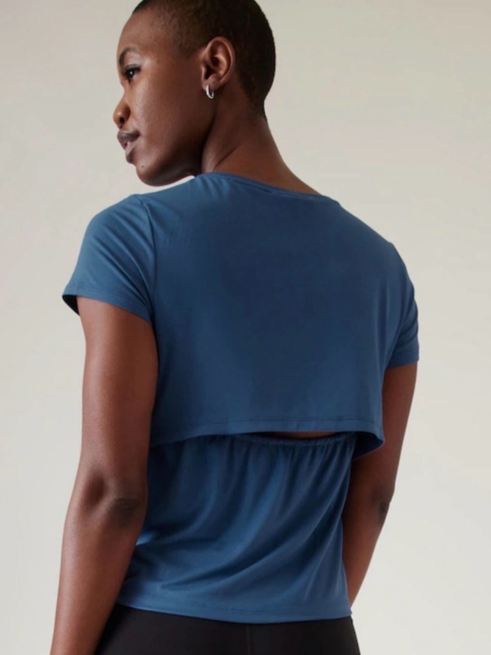 Athleta Air Out Cinch Tee Blue Size L